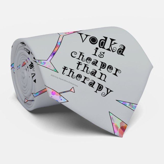 GRAVATA TIE - VODCA É MAIS BARATO QUE TERAPIA (Rolled)