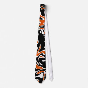 Gravata Tie Zizzago Black Orange Blots