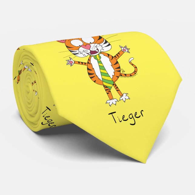 Gravata Tieger Tiger Big Cat Engraçado Tie Homens (Rolled)
