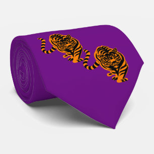 Gravata Tiger Design Laranja/Nata Negra do Mascote da Equi