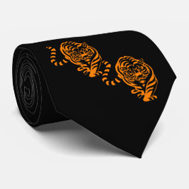 Gravata Tiger Design Laranja/Nata Negra do Mascote da Equi