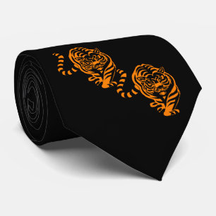 Gravata Tiger Design Laranja/Nata Negra do Mascote da Equi