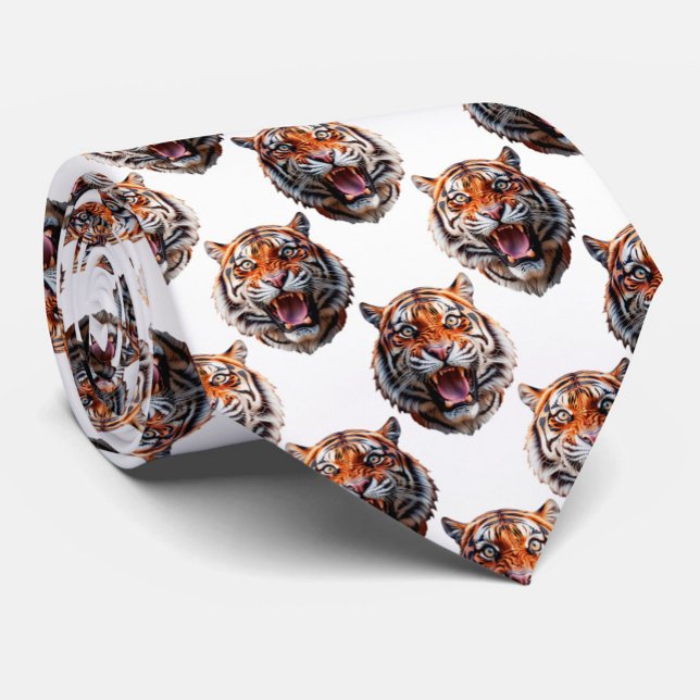 Gravata Tiger Head Pattern Design - White   (Criador carregado)