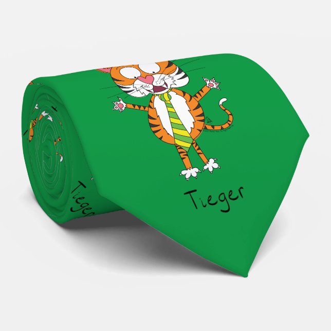 Gravata Tiger Tie Cute Engraçado (Rolled)