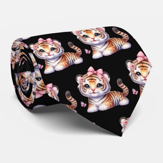 Gravata Tigers Adorable Kawaii Cute Neck Tie (Rolled)