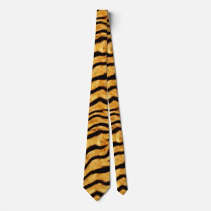 Gravata Tigre Dourado Selvagem Listras Onduladas Visual de