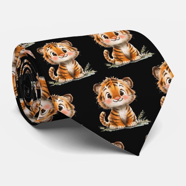 Gravata Tigre Fofo Kawaii (Rolled)