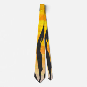 Gravata Tigre Impressão de preto e laranja