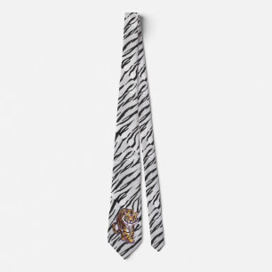 Gravata Tigre Preto e Branco Impressão Selvagem