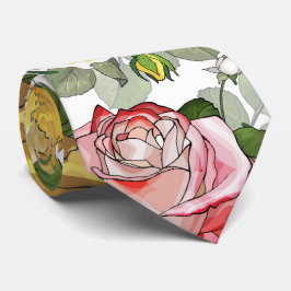 Gravata Tinta aguarela ousada e linda rosas vermelhas e am