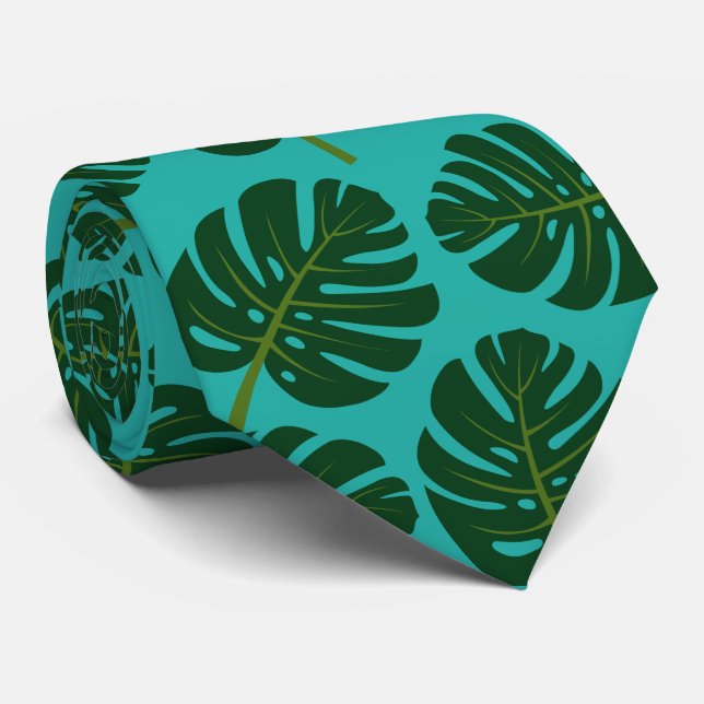 Gravata Tinta de impressão floral monstera Tropical Monste (Rolled)