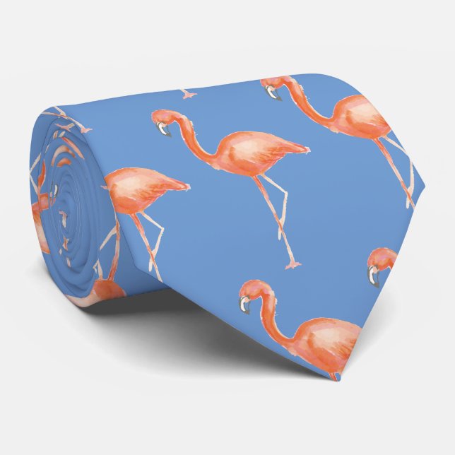Gravata Tinta e azul flamingo (Rolled)