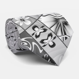 Gravata Tinta floral branca e preta