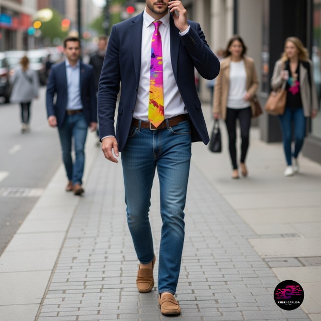 Gravata Tinta Rosa E Mais Abstrato (Polished fit. Main character tie.)