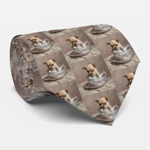 Gravata Tiny Delight: Chihuahua Puppy em um Teacup