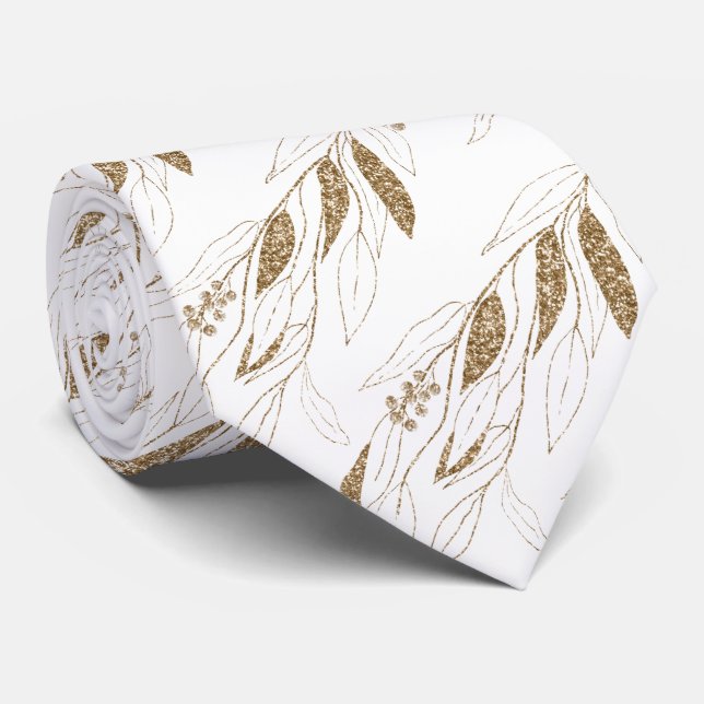 GRAVATA TIO BOTÂNICO EUCALIPTO BRANCO DOURADO LUXE (Rolled)