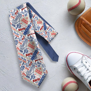 Gravata Tipografia do Baseball Red White Stripes ID770