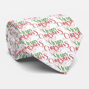 Gravata Tipografia Retroativa de Natal Vermelho e Verde