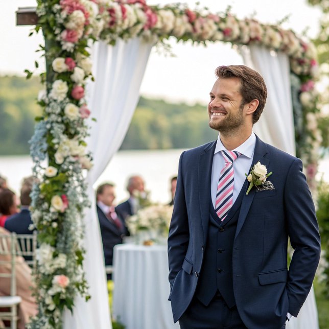 Gravata Tiras brancas, cor-de-rosa mínimo simples (Criador carregado)