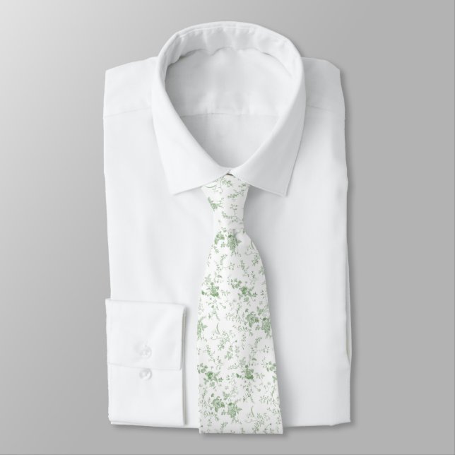 Gravata Toile Chinoiserie Vintage Floral Green  (Amarrado)