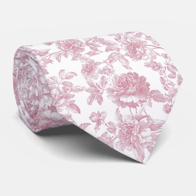 Gravata Toile de flores rosa (Rolled)