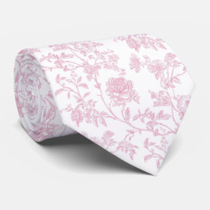 Gravata Toile de Jouy floral rosa