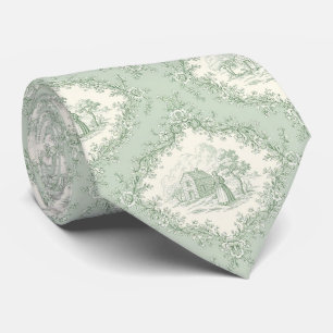 Gravata Toile Floral Country Francês Verde Hortelã - Casa