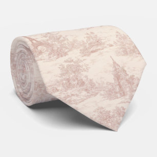 Gravata Toile Francês Rosa Romântico Padrão Campestre (1)