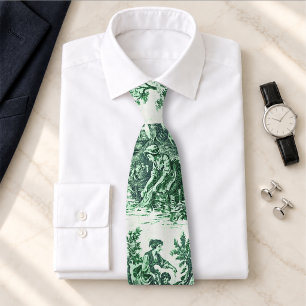 Gravata Toile Jouy Floral Verde Vintage