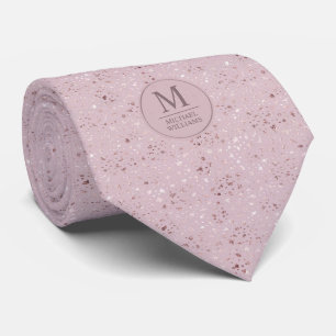 Gravata Tom Pastel Rosa Dots Dourados Padrão Brilho