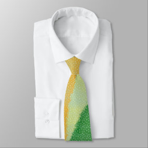Gravata Tonalidade Âmbar Verde Amarelo Texturizado Abstrat