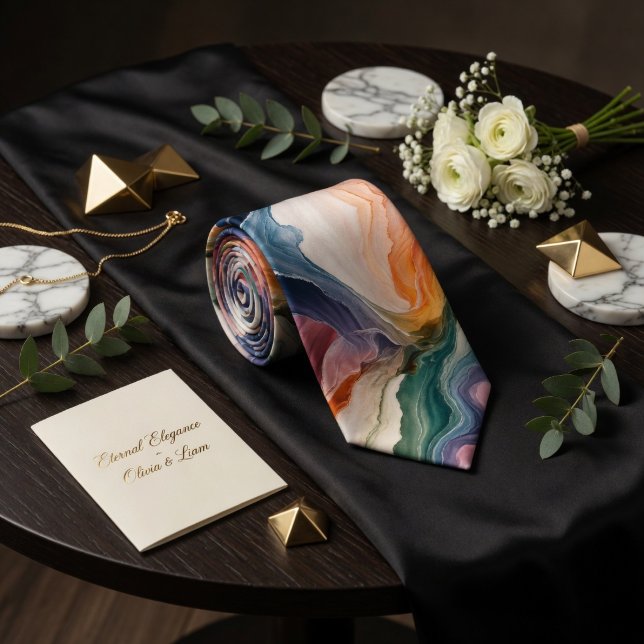 Gravata Tonalidade Terrosa Abstrata Etérea de Ágata de Már (Criador carregado)