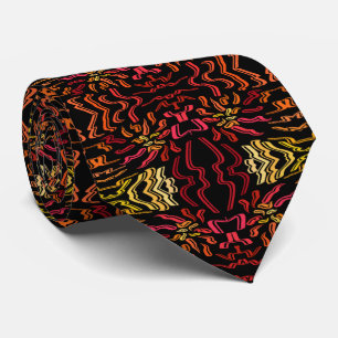 Gravata Tons de Laranja Vermelho Amarelo Design de Arte de