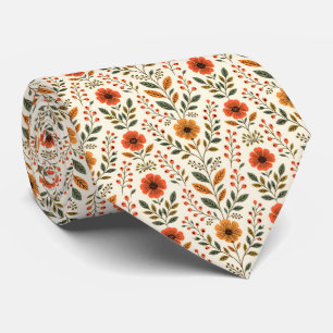 Gravata Tons Terrosos Florais Botânicos Modernos de Outono