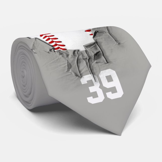 Gravata Torn Baseball (escuro/personalizado) Gravação do P (Rolled)