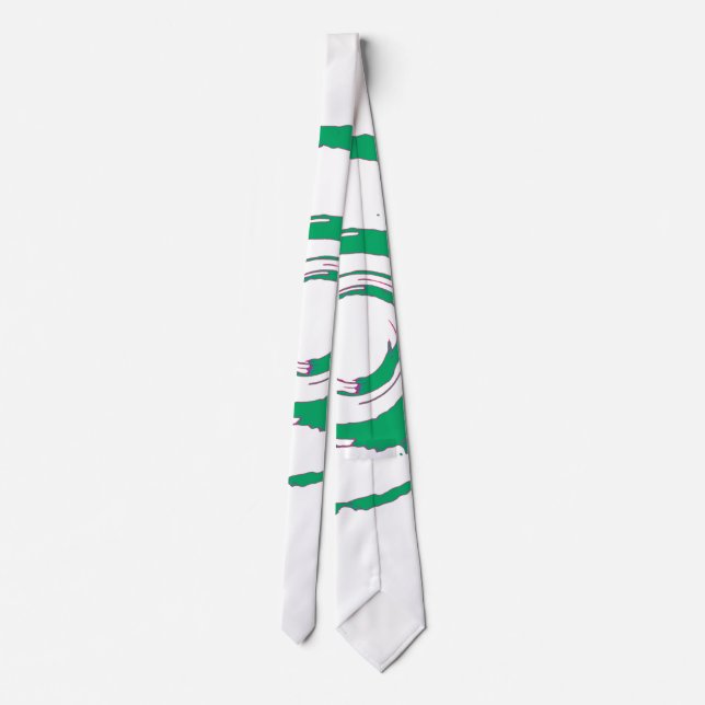 Gravata Torneio Branco com Grelha Verde Grande (Verso)