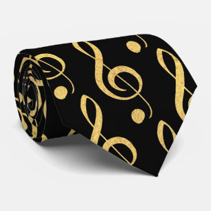 Gravata Torneio de Clef Tie Preto e Dourado