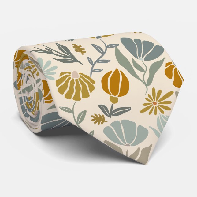 Gravata Torneio De Pescoço De Primavera Floral Retro (Rolled)