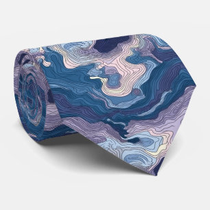Gravata Torneio de Pescoço de Topografia Azul e Roxo