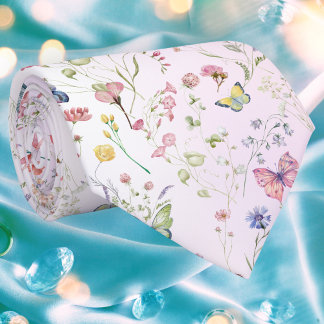 Gravata Torneio de Pescoço Rosa de Flores Selvagens