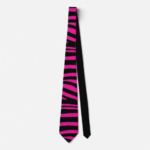 Gravata Torneio de Pescoço Zebra Preto e Rosa