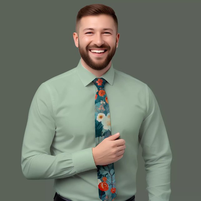 Gravata Torneio Floral Pintado Pintado Pela Mão (Criador carregado)