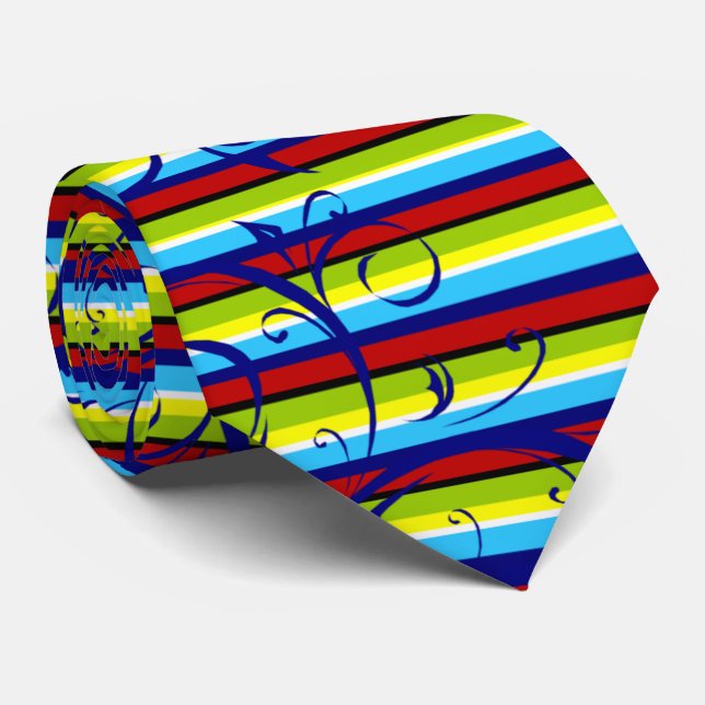 Gravata Torre de Flourish Stripe (Rolled)