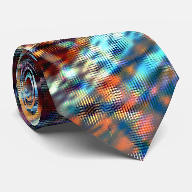 Gravata Traços azuis e castanhos cruzados rusticamente em  (Rolled)