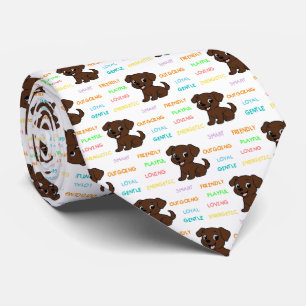 Gravata Traços de Labrador Retriever Chocolate Cartoon