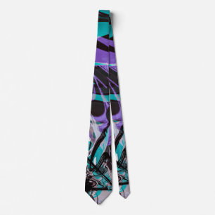 Gravata Traços de Tinta Preta Roxo e Teto