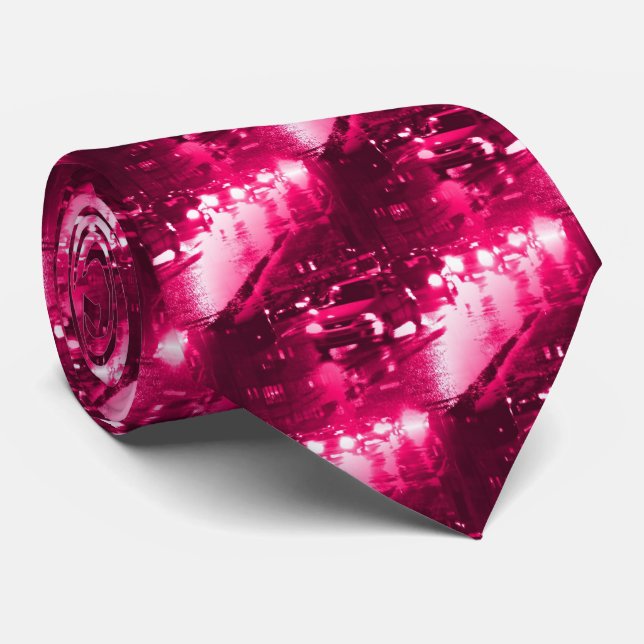 Gravata Tráfego da cidade - Neaon Red (Rolled)