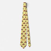 Trator vermelho divertido e nome em amarelo