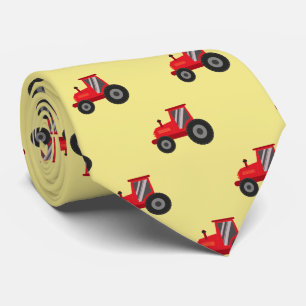 Gravata Trator vermelho divertido e nome em amarelo