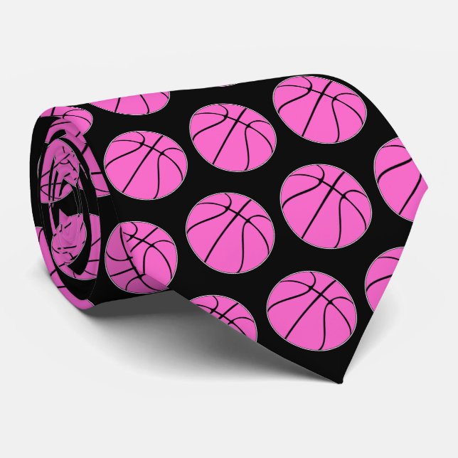Gravata Treinador de basquete rosa Sensibilização para o C (Rolled)